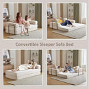 Convertible Sleeper Sofa Bed, Compression Folding Sofa with Pillow, No Assembly Required, Shape Frame, Floor Sofas Lounge Couch for Living Room, Bedroom, Small Spaces(Corduroy, 77''W, Off-white) by CozyNest Decor