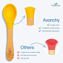 Avanchy Baby Spoons 5 Bamboo and Silicone Set, Self Feeding Food Utensils, 4 Months Baby Led Weaning, 5 Pack W/Pink by TinyTreasures Baby Boutique