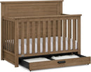 Delta Children Simmons Kids Caden 6-in-1 Convertible Crib with Trundle Drawer, Greenguard Gold Certified, Aged Oak by TinyTreasures Baby Boutique