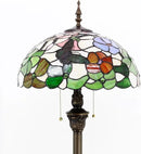 Tiffany Floor Lamp Stained Glass Lamp Standing Reading Light 16x16x70 Inch for Living Room (Butterfly Flowers) by CozyNest Decor