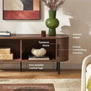 mopio Quin TV Stand, Mid Century Modern for 55/60/65 inch TV, Farmhouse TV Stand, Entertainment Center with Storage, TV and Media Console for Living Room (Walnut, 59" Tambour) by CozyNest Decor