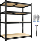 40" W Garage Shelving, 4 Tier Storage Shelves Load 2000 lbs, Adjustable Garage Shelves, Metal Shelving Unit for Warehouse, Basement, Pantry, 40" Wx 16" D x 60" H, Black by GreenHaven Gardens