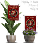 Marine Corps Burlap Garden Flag - Set with Stand Armed Forces USMC Semper Fi United State American Military Veteran Retire Official - House Banner Small Yard Gift Double-Sided Made In USA , Garden Flag 13"x 18.5" by GreenHaven Gardens