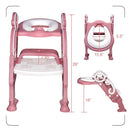 GrowthPic Pink Toddler Potty Training Seat with Step Stool – Foldable Toilet Trainer for Girls with Soft Cushion & Splash Guard, Adjustable Ladder Fits Standard & Elongated Toilets by TinyTreasures Baby Boutique