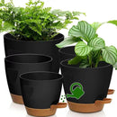 '- Uneed Plastic Flower Pot,5-Pack Plant Pots with Drainage 7/6.5/6/5.5/5 Inch,Self Watering Pots for Indoor Plants,Planters for Indoor Outdoor Plants (Black) by CozyNest Decor