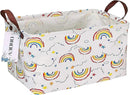 Rectangular Folding Laundry Basket, waterproof Canvas Basket,gift basket,Suitable for children's room,Office,Clothes,Toys Storage (rainbow) by TinyTreasures Baby Boutique