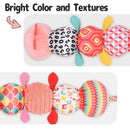 Infant Baby Musical Stuffed Animal Activity Soft Toys with Multi-Sensory Crinkle, Rattle and Textures for 0-3-6-12 Months Developmental Toys, Caterpillar, Pink by TinyTreasures Baby Boutique