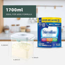 Formula Container - 1700ml Pop Top Milk Powder Container, BPA-Free Airtight Formula Dispenser with Scoop and Scraper, 21OZ, 1.32LB, 600g, Clear by TinyTreasures Baby Boutique