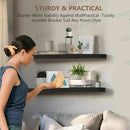 Solid Wood Floating Shelves Set of 2 - Natural, Warp & Crack Resistant 23.62 Inch Wall Shelf with Invisible Brackets Thicker, More Durable for Bathroom, Bedroom, Kitchen, Living Room (Black, 23.62) by CozyNest Decor