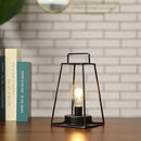 JHY DESIGN Retro Style Geometric Table Lamp 10''High Simple Iron Art Cordless Lamp Battery Powered Lamp with 6-Hours Timer Feature Cage Wireless Lamp for Balcony Party Indoor Outdoor(Short, Black) by GreenHaven Gardens