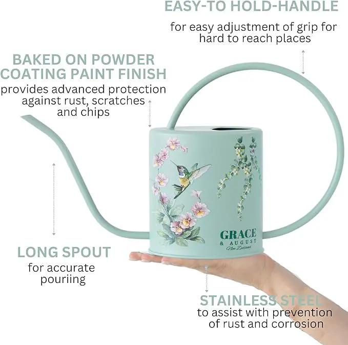 Watering Can for Indoor House Plants - Cute Decorative Metal Gardening Small Water Can for Houseplants & Flowers with Long Spout - 1.5L 51floz 0.4 Gallon (Hummingbird Sage), photo 4 of 6