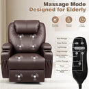 Recliner Chair, 360° Swivel Rocker Chair for Adults, Rocking Recliner Chair with Massage, Comfy Single Sofa with Side Pockets Cup Holders for Living Room, Bedroom, Nursery (Leather, Dark Brown) by TinyTreasures Baby Boutique