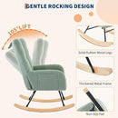 Nursery Rocking Chair,300Lb Glider Chair with Wood Legs/Two Side Pockets,Teddy Upholstered Glider Rocker with Padded Seat High Backrest for Living Room/Bedroom/Nursery by TinyTreasures Baby Boutique