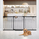 Owlie Baby Gate with Door 66-75 Inch, Extra Wide Stair Gates for Kids Adjustable Wide Dog Pet Gate Stairway Large Baby Gates Pressure Mount for Pets for House Stairway Doorway Black (30.5'' Tall) by TinyTreasures Baby Boutique