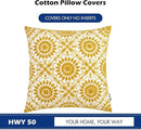 HWY 50 Yellow Decorative Throw Pillow Covers 18x18 Inch (1 Piece), Embroidered Cotton Farmhouse Cushion Cover Pillow Case for Sofa Couch Living Room Bed, Little Sunflower by CozyNest Decor