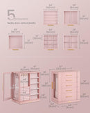 SONGMICS Jewelry Box 360° Rotating, Jewelry Storage Case with 5 Drawers, Jewelry Organizer, Glass Window, Spacious, Vertical Jewelry Storage, Open Design, Great Gift, Jelly Pink UJBC170R01 by TinyTreasures Baby Boutique