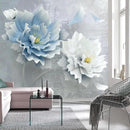 WFBHUA-Blue Floral Wallpaper Mural Modern Peony Flower Wallpaper Large 3D Art Living Room Bedroom Bathroom Wall Mural Decor (Not Peel and Stick) by CozyNest Decor