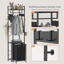 Coat Rack with Laundry Basket, Laundry Hamper Freestanding Hall Tree, Clothes Rack with Storage Shelves, 14.5 Gal Removable Bags on Wheels, Black JLH005B by CozyNest Decor