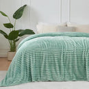 NEWCOSPLAY Super Soft King Blanket New Sage Green Premium Silky Flannel Fleece 3D Ribbed Jacquard Lightweight Bed Blanket All Season Use (New Sage Green Ribbed, King(90"x110")) by CozyNest Decor