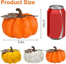 Large Pumpkin Decor Fall Decor, 3PCS Resin Pumpkins Thanksgiving Decorations with Metal Maple Leaf,5.9Inch Artificial Pumpkins for Home, Farmhouse, Mantel, Centerpiece Table Decorations by CozyNest Decor