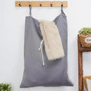 Linen Hanging Laundry Bag, Over The Door Laundry Hamper for Dirty Clothes, Drawstring Closure with Bottom Zipper, Gray by CozyNest Decor