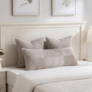 Fancy Homi Set of 2 Neutral Taupe Boho Long Lumbar Body Decorative Throw Pillow Cover 14x36 Inch for Bed Couch Bedroom Bench, Soft Patchwork Corduroy Textured Pillow Case, Farmhouse Room Decor by CozyNest Decor