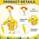 23 Inch Porch Goose Raincoat Outfit with Umbrella– Cement Goose Clothes for Porch Goose Statue, Waterproof Outdoor Goose Outfit for Lawn & Garden Decor by CozyNest Decor