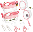 2Sets Bug Catcher for Kids- Sturdy Kids Bug Catching Kit Gifts with Collector Butterfly Net Tweezer, Bugs Habitat Outdoor Explorer Kit for Age 3 4 5 6 7 8, 8Pcs, Pink by TinyTreasures Baby Boutique