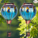 2PCS Solar Hot Air Balloon Lanterns with Flame with Shepherd's Hooks, Glass Hanging Flickering Lights Outdoor Waterproof for Garden Tree Yard Patio Mother's Day Gift, 18" H Peacock-Blue by GreenHaven Gardens