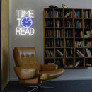 Time To Read Neon Sign Read Books Neon Light White Letter LED Signs Blue Clock Neon Read Light Up Sign for Bedroom Classroom Library Reading Corner Bookstore Decor by CozyNest Decor