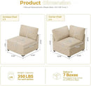 HOOOWOOO Modular Sectional Sofa,7 Pieces Sectional Couches for Living Room,131X98 U Shaped Cloud Couch Set(Beige Velvet Corduroy) by CozyNest Decor