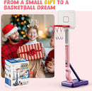 Toddler Basketball Hoop, Adjustable Height 2.3-4.5ft Baby Basketball Goal Set with 4 Balls & Pump, Backyard Poolside Basketball Toy for Boys & Girls Birthday Gift, Pink by TinyTreasures Baby Boutique