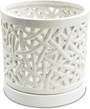 Large Ceramic Orchid Pot with Holes, 6 Inches Wide, for Indoors or Outdoors with Woven String Cut Out Design, Orchid Planters by GreenHaven Gardens