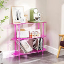 Clear Bookshelf, Acrylic Bookcase with Open Book Shelf Console Table for Entryway Office (3 Tier Pink) by CozyNest Decor