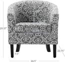 BELLEZE Accent Barrel Chair Set of 2, Linen Round Chair Club Tub Sofa Corner Chair with Flared Legs and Cozy Soft Padding for Living Room Bedroom Waiting Room - White & Gray by CozyNest Decor