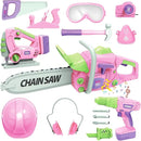 Kids Construction Tool Set for 3 4 5 6 7 Year Old Boys Girl,Pink Preschool Pretend Play Tool,Pretend Play Tools Set Toddler Toys,with Electric Drill Chainsaw、Electric Drill,Toy Tools Gifts for Kids by TinyTreasures Baby Boutique