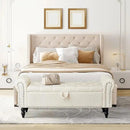 Furniliving Modern Storage Ottoman Bench, Sherpa Ottoman End of Bed Bench with Solid Wood Legs Upholstered Ottoman Benches with Storage Indoor Bench for Living Room with Rolled Arm, Entryway, White by CozyNest Decor