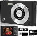 Digital Camera, 44MP Full HD 1080P Point and Shoot Camera with 64GB Card, Anti Shake 16X Zoom Compact Volg Cameras, Portable Small Camara Gift for Kids, Ages Teen Girl Boy - Black by TinyTreasures Baby Boutique