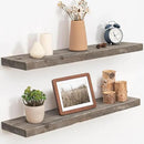 Floating Shelves, 8 Inch Deep Rustic Solid Reclaimed Wood Wall Shelves for Storage, Wall Mounted Display Shelving with Invisible Heavy-Duty Metal Bracket, 30 Inch Width Set of 2, Grey by CozyNest Decor