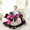HONEY JOY 4-in-1 Baby Walker, Activity Push Walker w/3 Adjustable Heights, Smooth Wheels w/Adjustable Speed, Padded Seat, Music & Light, Foldable Car Walker for Baby Boys Girls Age 6 Months+ (Pink) by TinyTreasures Baby Boutique