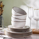 GBHOME Ceramic Dinnerware Sets,12 pcs Embossed Elegant Stoneware Plates and Bowls Sets, Housewarming Wedding Gift | Dishwasher & Microwave Safe | Dishes Set Service for 4 by CozyNest Decor