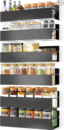 Magnetic Spice Rack Organizer for Fridge Seasoning Organizer for Kitchen storage with Screw or Adhesive Hanging,Magnetic Shelf with Hook for Refrigerator and Oven (6pack)