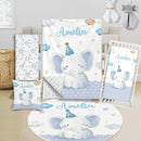 Custom Crib Bedding Set - Elephant Design Personalized Name Baby Nursery Bed 3 Pcs Set - Chic Soft Blanket with Dotted Backing, Sheet, Pillowcase for Newborn Girls Boys Gifts Color18 by TinyTreasures Baby Boutique
