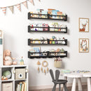 34Inch Nursery Bookshelves,Set of 4,Wall Floating Shelf Kids Coat Rack with 6Hooks,Hanging Book Shelf for Baby Nursery Room Décor ，Patent Number: 29958098(Black, 34) by TinyTreasures Baby Boutique