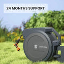 Giraffe Tools AW30 1/2MB Retractable Garden Hose Reel 1/2" x 100 ft PRO Metal Bracket, Heavy Duty, Any Length Lock Hose Reel, 100 ft, Dark Grey by GreenHaven Gardens
