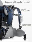 besrey Baby Backpack Carrier, Toddler Hiking Backpack with Safety 3-Height Seat, Adjustable Straps&Waist Belt, Foldable Frame Lightweight Large Capacity Child Carrier for Hiking (Blue/Grey) by TinyTreasures Baby Boutique