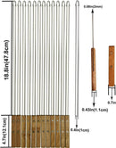 12 Pack Kebab Skewers 23.5 Inch Long Flat Stainless Steel Grilling BBQ Skewer Reusable Barbecue Skewers with Wood Handle,Ideal for Koubideh Persian Brazilian Chicken Shrimp Turkish Shish Kabob by GreenHaven Gardens