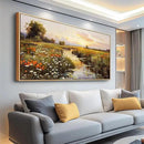 PHAOHUAXM Large Wall Art For Living Room Canvas Wall Decor For Bedroom Watercolour Painting Office Decoration Countryside Sunrise Scenery Wall Picture Ready To Hang Home Decor Wood Framed 20x40 In by CozyNest Decor