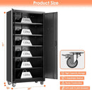 Aobabo 71" H×34" W×18" D Metal Storage Cabinet with Wheels, Locking Steel Storage Cabinet with 4 Hooks, 5 Shelves for Garage, Home Office, School, Assembly Required, Black by GreenHaven Gardens