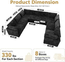 Modular Sectional Sofa with Chaise U Shaped Sectional Couch for Living Room, 8-Seater Comfy Cloud Couches, Plush Corduroy, Black by CozyNest Decor